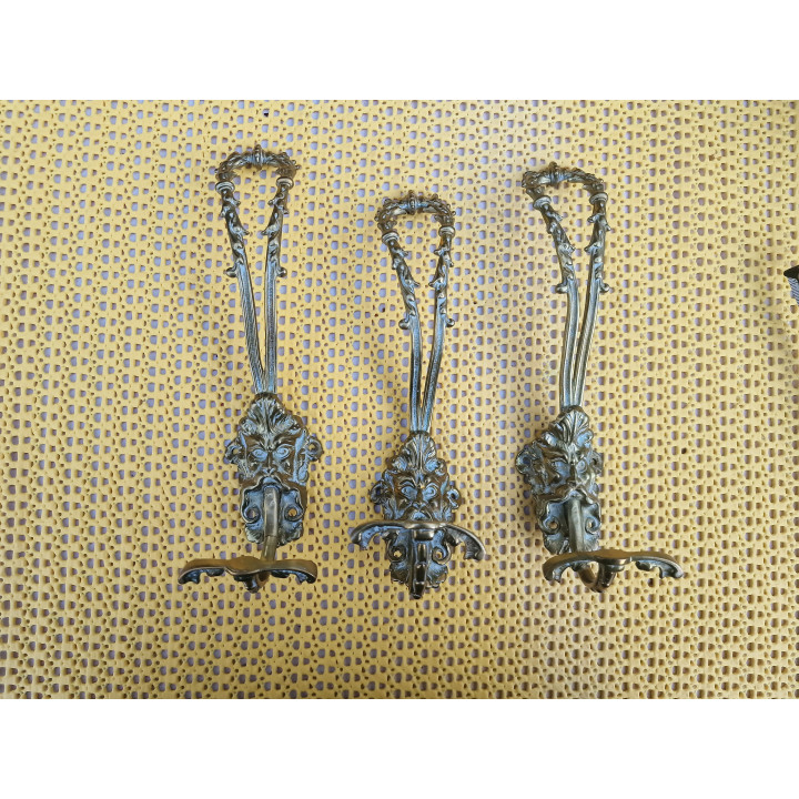 3er-Set Antike Messing-Wandhaken Maskaron Neoklassizismus