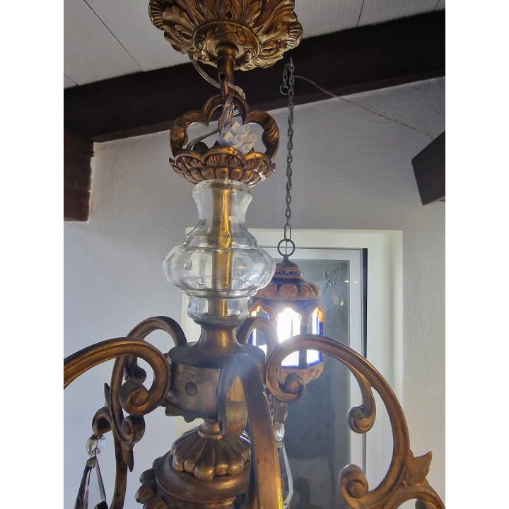 Lustre Estilo Luís XV em Bronze e Cristal, anos 40