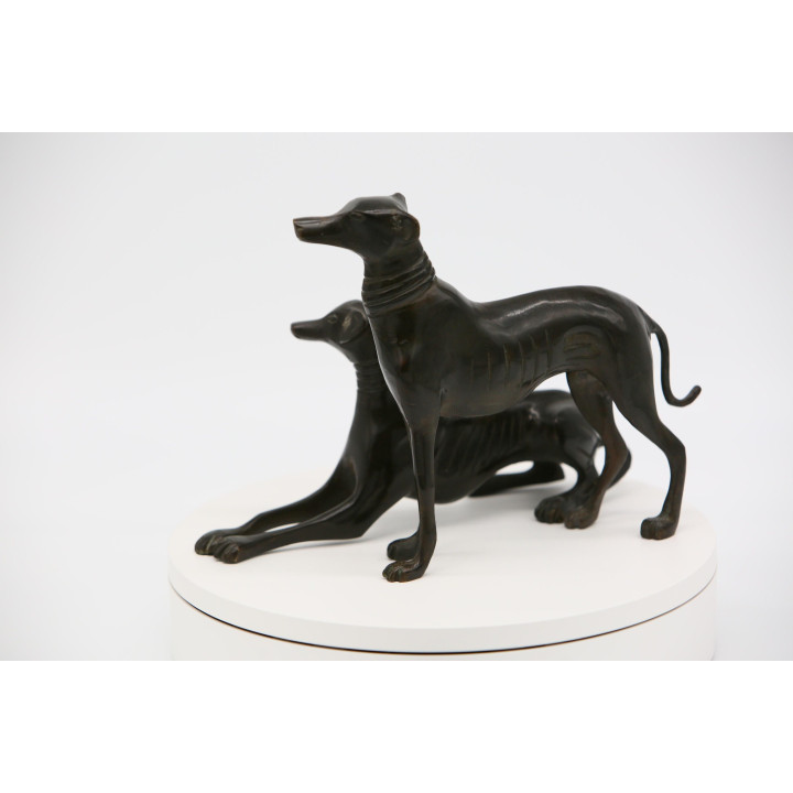 Paar Windhund-Skulpturen aus Bronze | 1990er Jahre