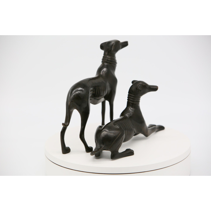 Par de Esculturas de Galgos em Bronze | Vintage Anos 90