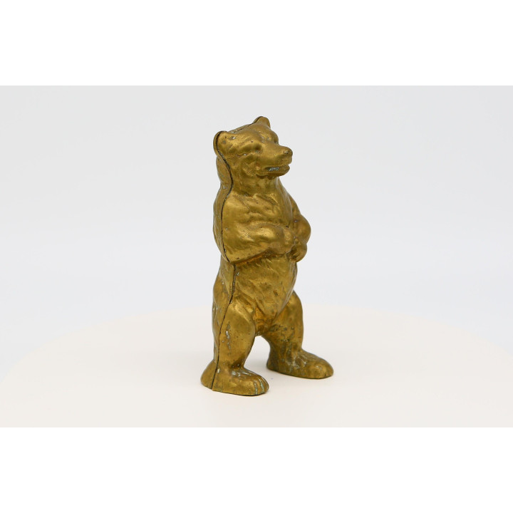 Vintage Cast Metal Grizzly Bear Piggy Bank (1980s)