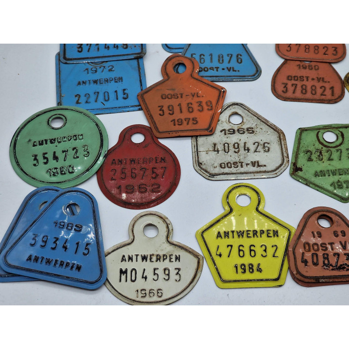 30 Targhe Vintage per Bestiame Belgio (1960-1980) - Smalto