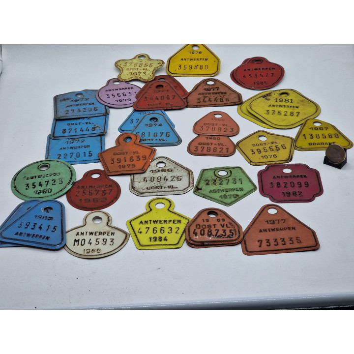 30 Vintage Belgijskie Tabliczki dla Bydła (1960-1980)