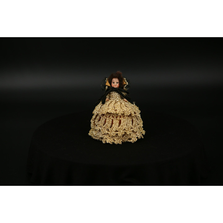Antieke Half-Doll Poederdoos 19e Eeuw