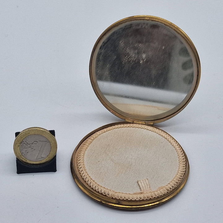 Vintage Poederdoos Jaren 50 Messing & Parelmoer-effect