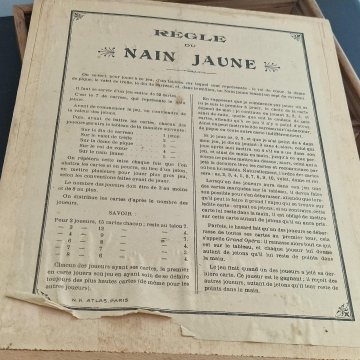 Jogo Antigo Francês Le Nain Jaune N.K. Atlas c. 1900