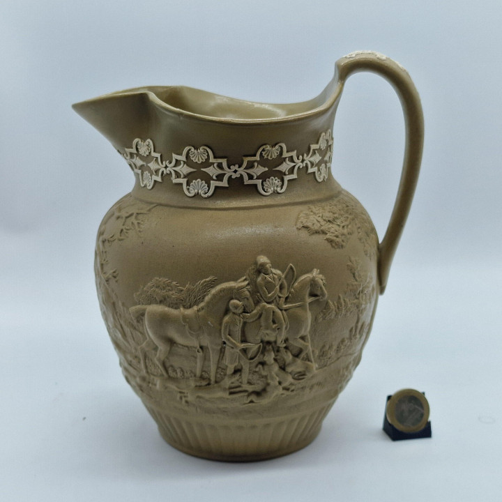 スタッフォードシャー陶器 ジャグ Turner Hunting Relief 1870