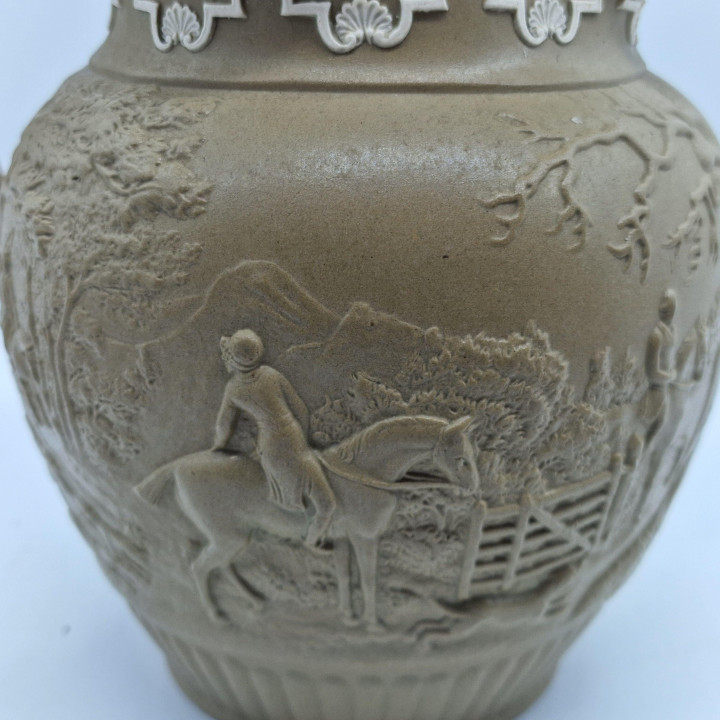 Dzbanek Staffordshire Imperial Stone Sceny Myśliwskie 1870