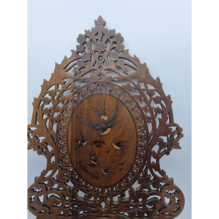 Antique Art Nouveau Walnut Folding Wall Shelf c. 1900