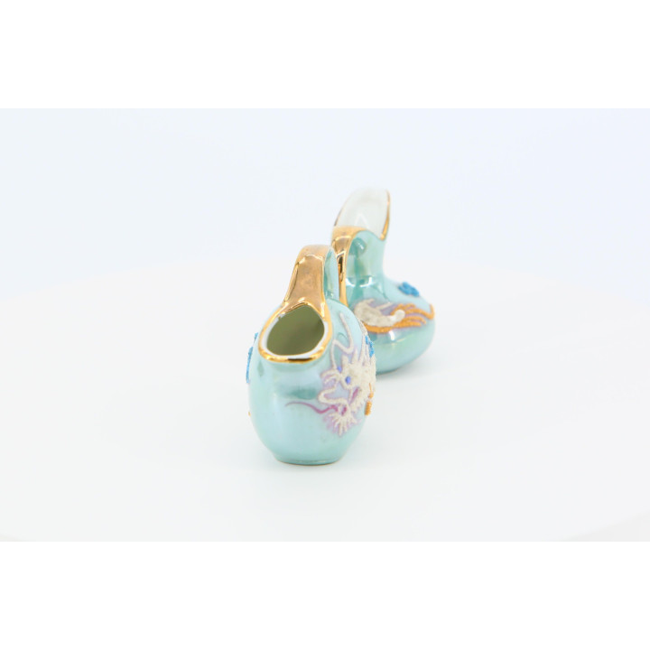 Nakasima Miniature Jars Pair - 1930s Japanese Moriage Porcelain