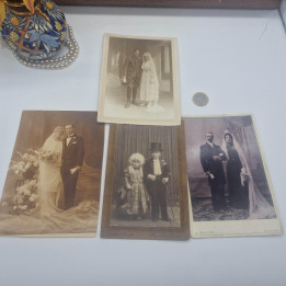4 Antique French Wedding Photos 1900-1920