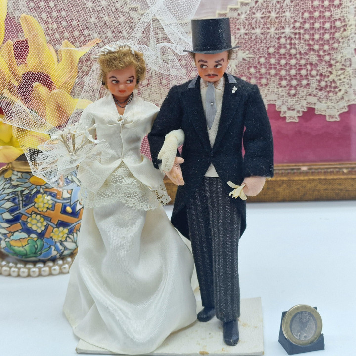 Set Figuras de Bolo Casamento Vintage 1950 - Renda