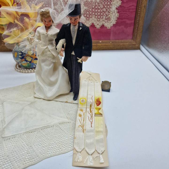 Set Figurines Gâteau Mariage 1950 - Dentelle et Soie
