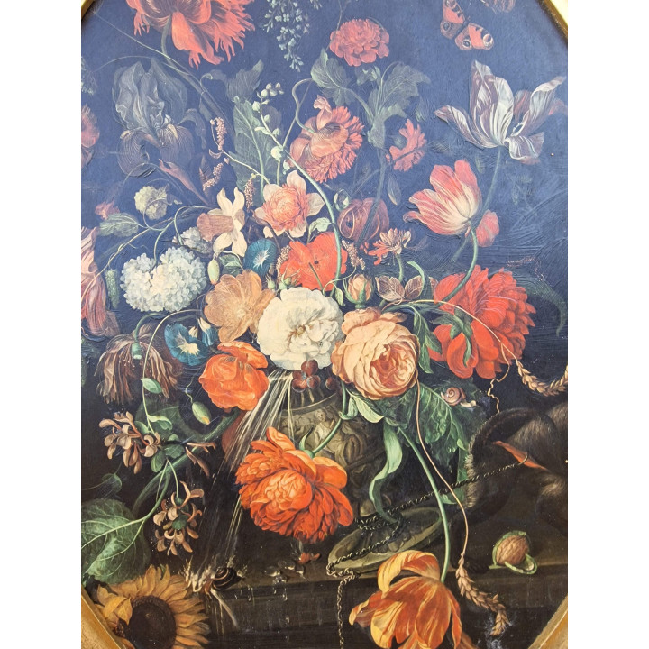 Pair of Vintage Floral Still Life Art on Wood Panels