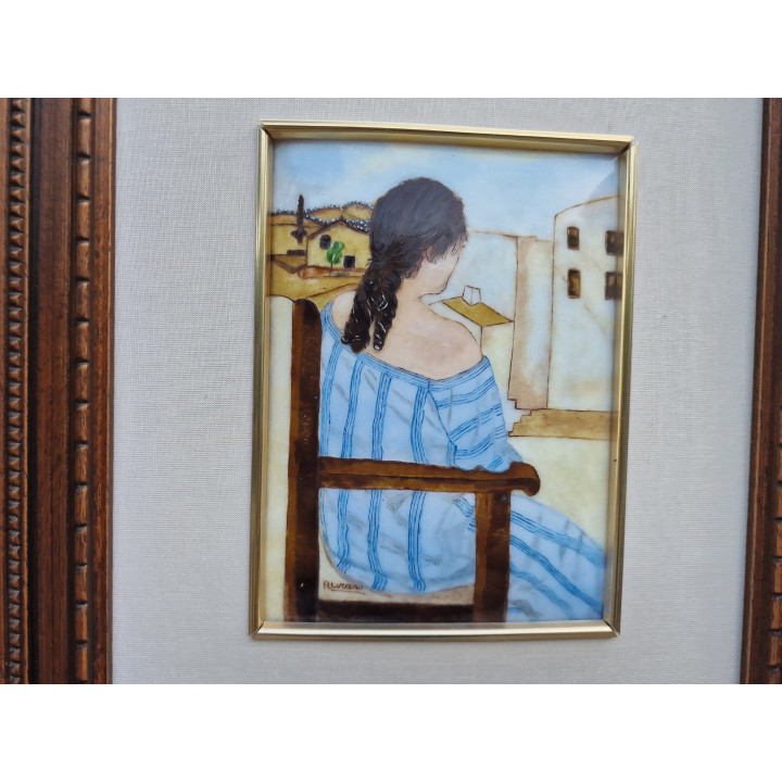 Vintage Emaille Kunst R. Lozano - Salvador Dalí Stijl