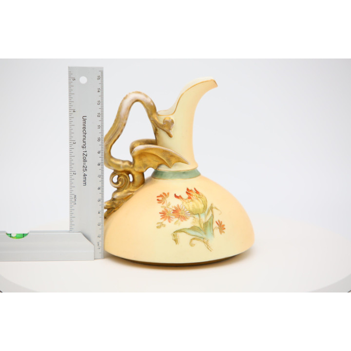 Jarra Victoriana con Asa de Dragón - Porcelana Siglo XIX