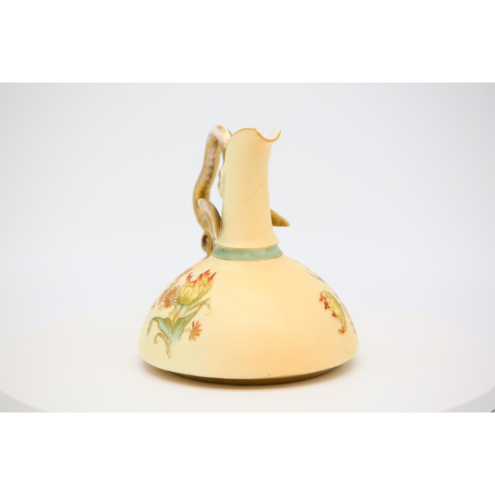 Wiktoriański Dzban z Uchwytem Smokiem - XIX w. Porcelana