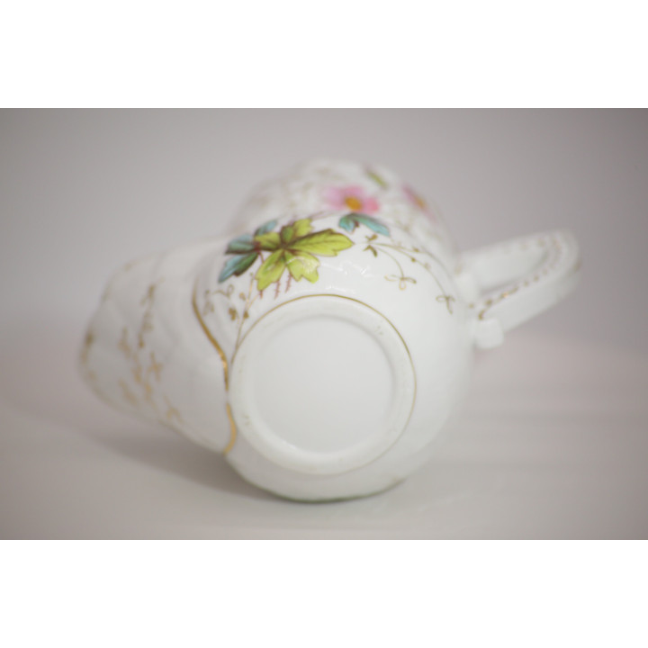 Vintage 1920s Porcelain Shaving Scuttle - Floral & Gold