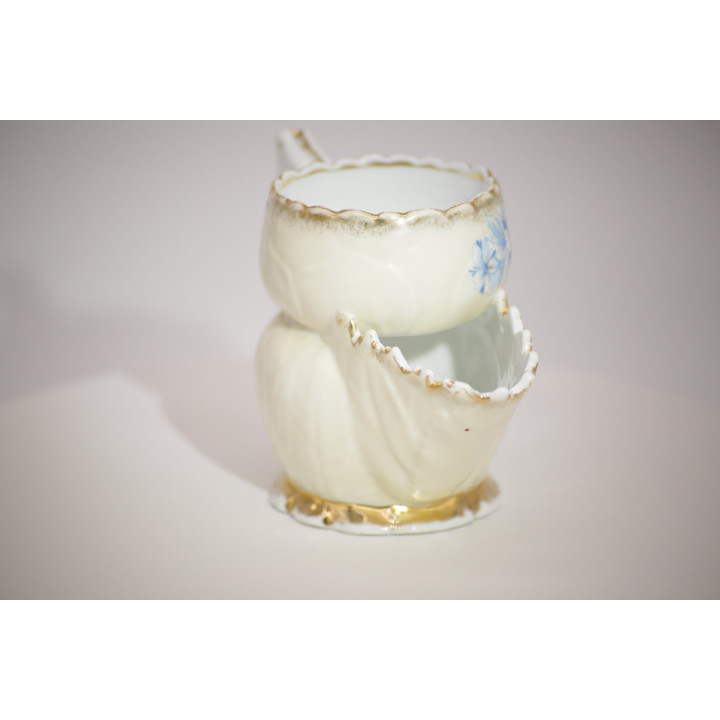 Scuttle de Afeitar de Porcelana Vintage - Floral y Oro