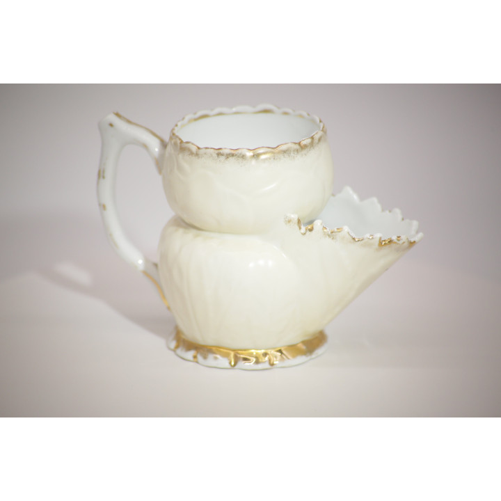 Scuttle de Afeitar de Porcelana Vintage - Floral y Oro