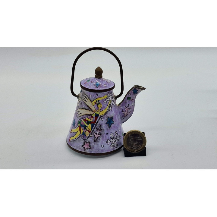1980年代 広東エナメル装飾ミニチュアティーポット 中国工芸品