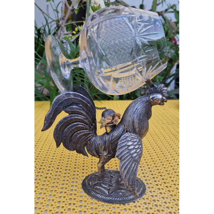 Chauffe-cognac vintage Coq, Espagne 1940, Alpaga