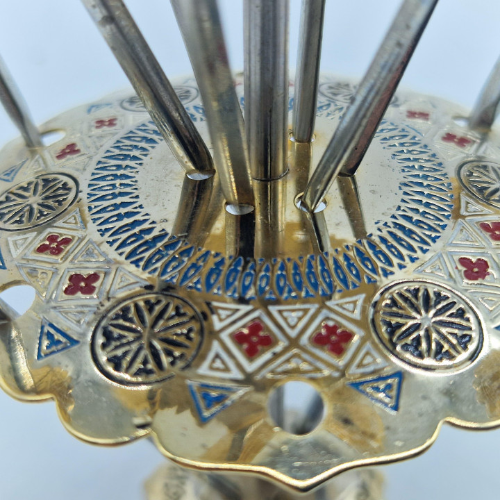 Vintage Toledo Damascene Cocktail Pick Set - 12 Pieces