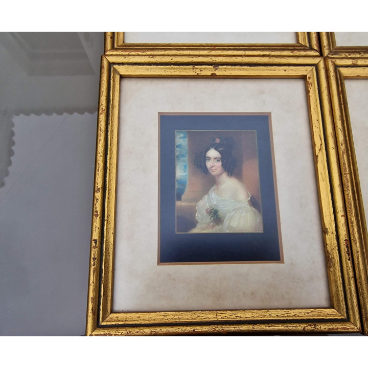 Conjunto de 6 Retratos Vintage em Molduras Douradas