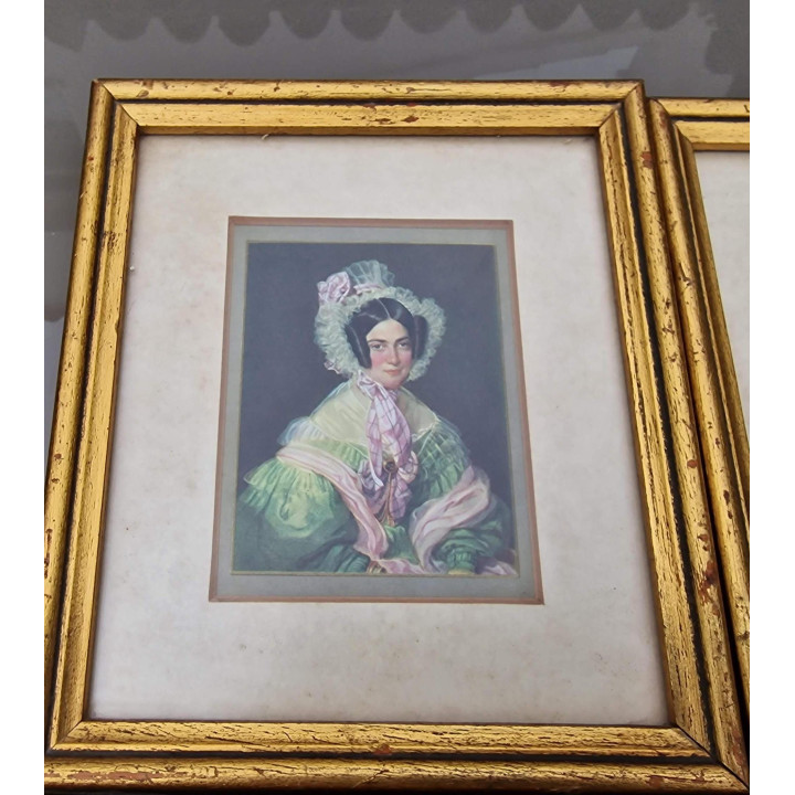 6er-Set Vintage-Frauenporträts in Goldrahmen