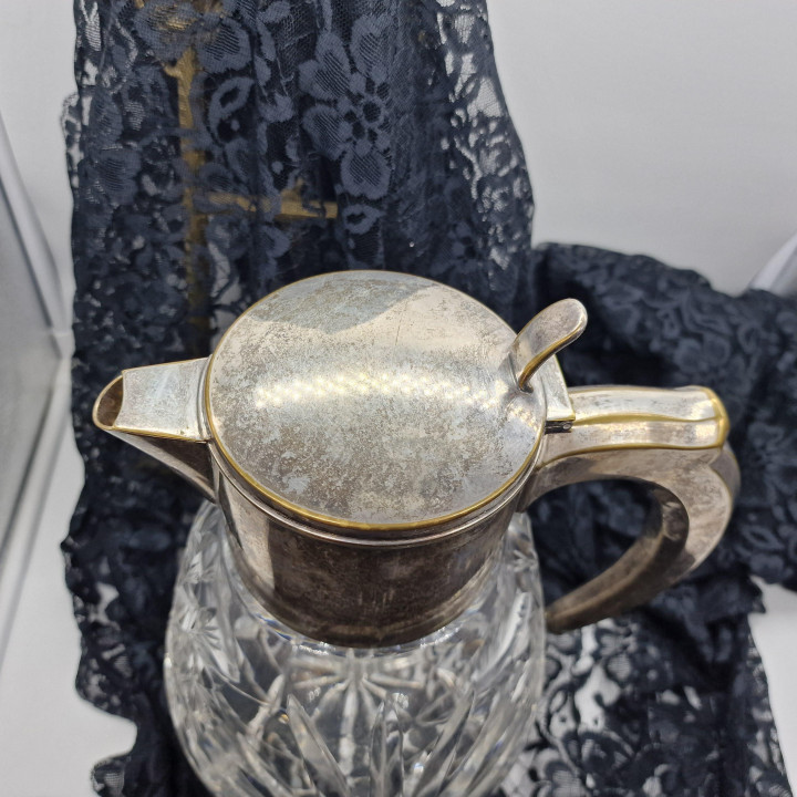Antique Silver-Plated Crystal Cooling Pitcher, circa 1900
