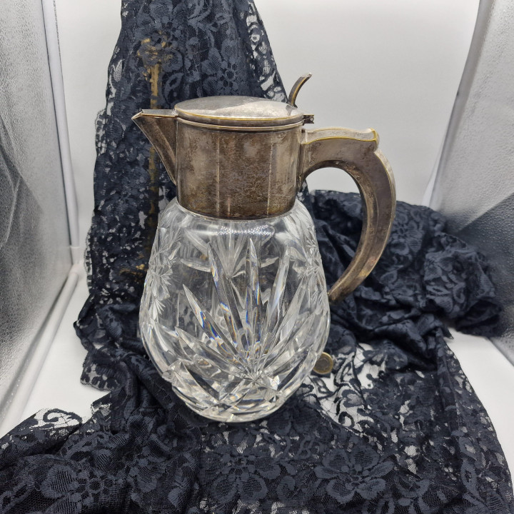 Antique Silver-Plated Crystal Cooling Pitcher, circa 1900