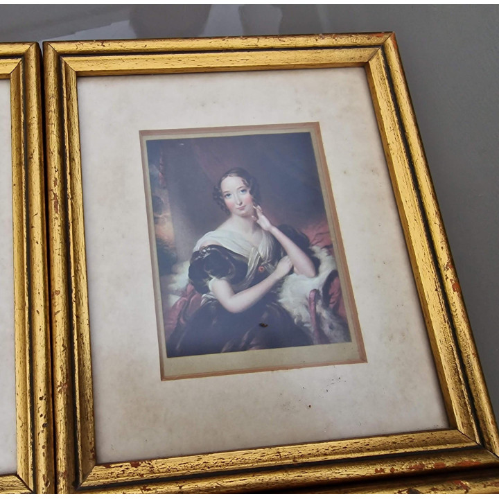 Set of 6 Vintage Female Portraits in Gold Frames