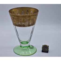 Lotus Uranium Glas met 22K Goud - Jaren 50 Mid-Century