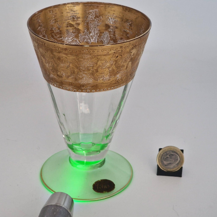 Verre à Ouraline et Or 22K Lotus Glass Co - Années 50