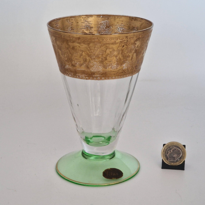 Урановое стекло Lotus Glass 22K золото - 1950-е