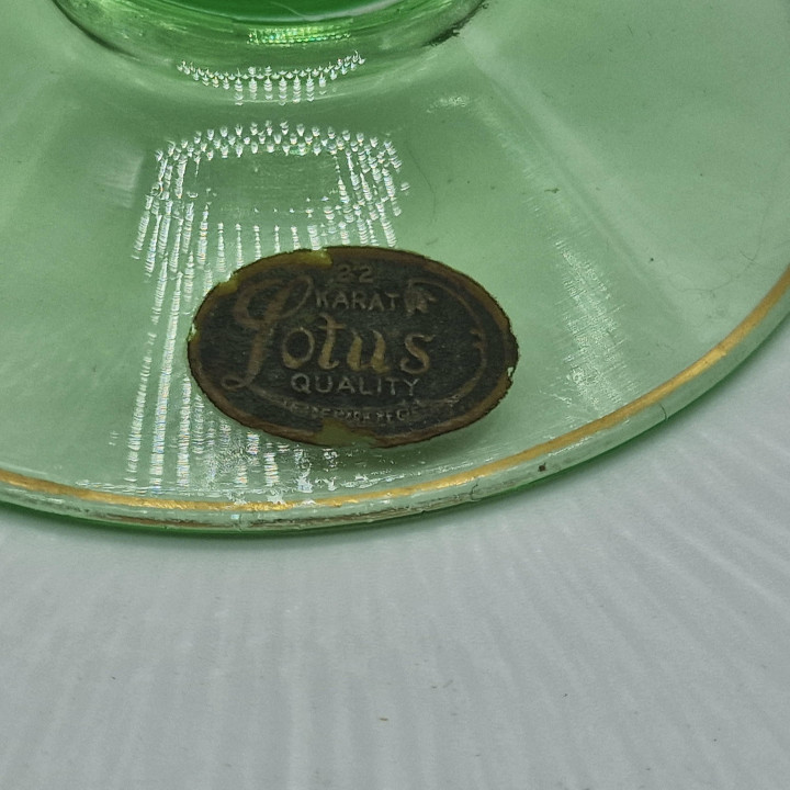 Lotus Uranium Glas met 22K Goud - Jaren 50 Mid-Century