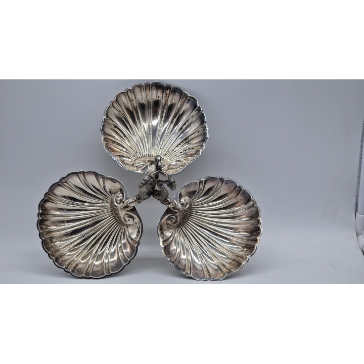 Centre de Table Néobaroque 1930 Métal Argenté - Coquillages