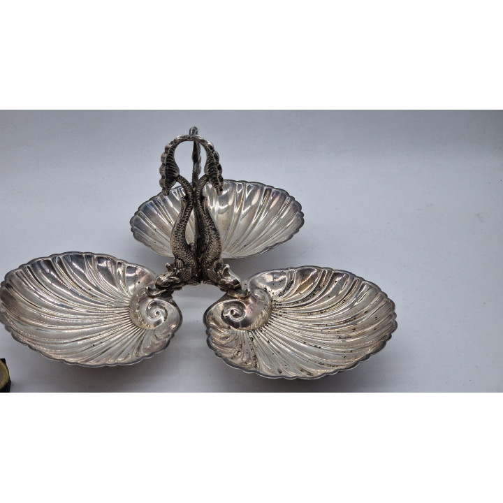 Centre de Table Néobaroque 1930 Métal Argenté - Coquillages