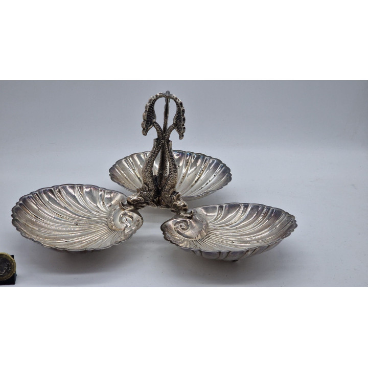 Centrotavola Neobarocco 1930 Metallo Argentato - Conchiglie