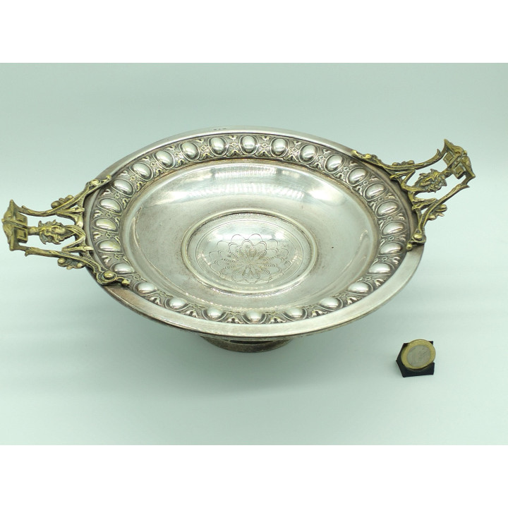 Centro de Mesa Neoclássico do Século XIX em Bronze Prateado