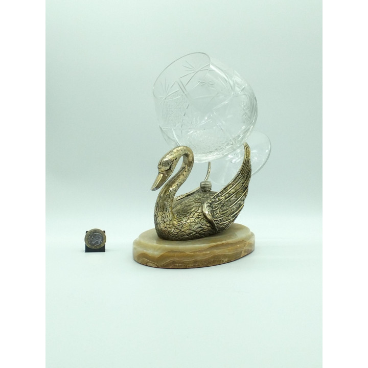 Suporte Cisne Vintage 1970 | Metal Dourado e Ónix