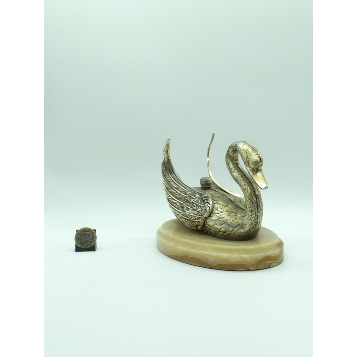 Soporte Cisne Vintage 1970 | Metal Dorado y Ónix