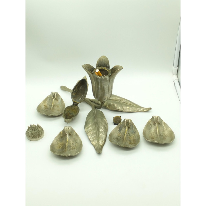 Conjunto de Cinzeiros Flor Vintage Anos 60 | Design Mid-Century