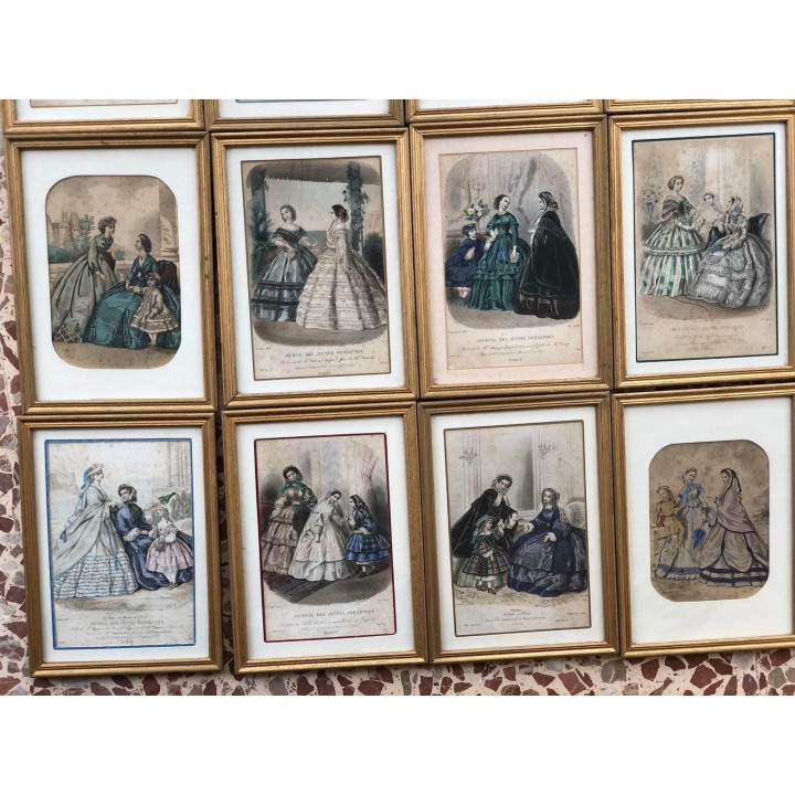 Antique 19th Century French Fashion Print - Gilded Frame