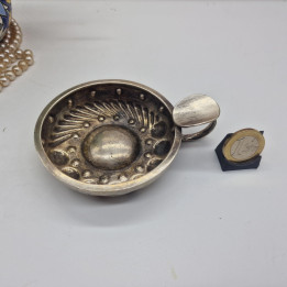 Tastevin Français Ancien Argenté 1950 - Tasse de Dégustation Vin