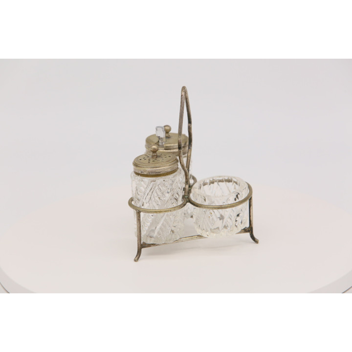 Ménage de Table Vintage 1960 | Verre Pressé et Métal
