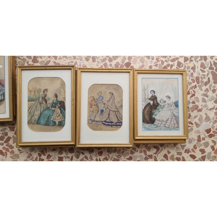 Gravure de Mode Française XIXe Siècle - Cadre Doré