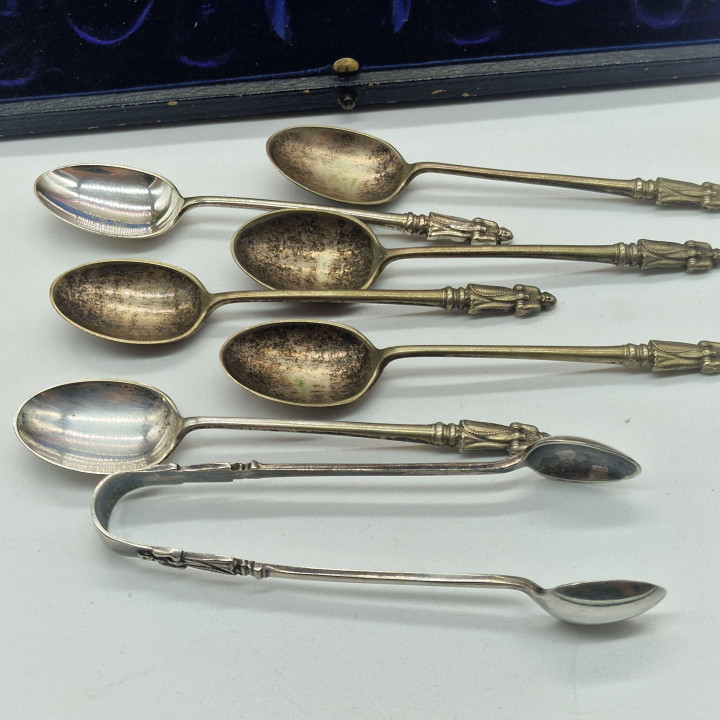 Antiek 1920s Verzilverd Theeservies Set: Monnik Motief