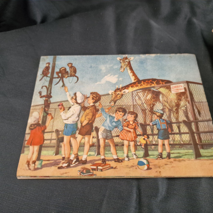 Ancien Puzzle de 12 Cubes en Carton - Années 1950