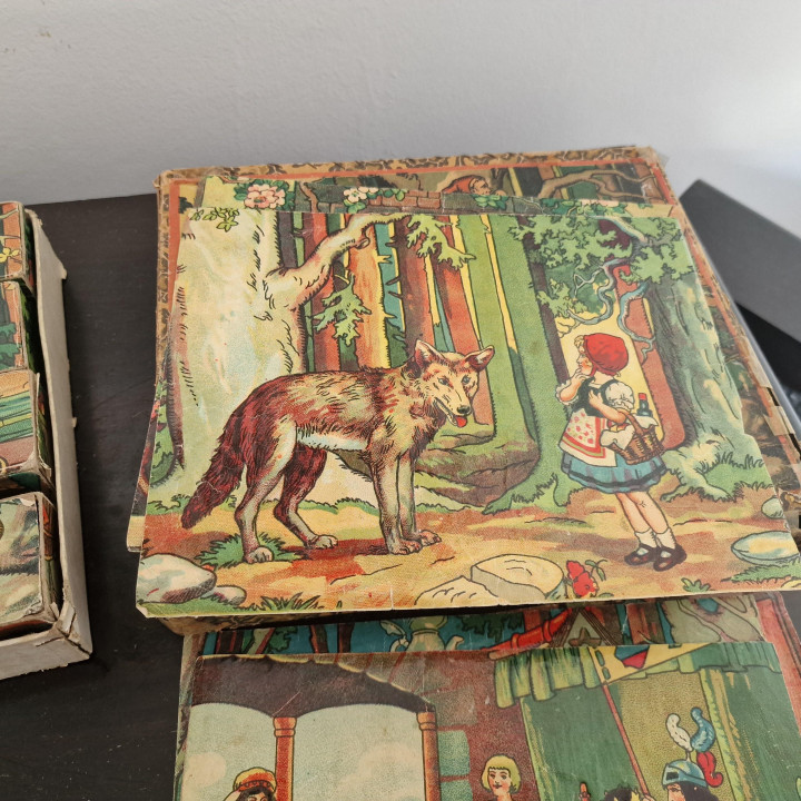 Antique 1920s Fairy Tale Cube Puzzle | 20 Blocks